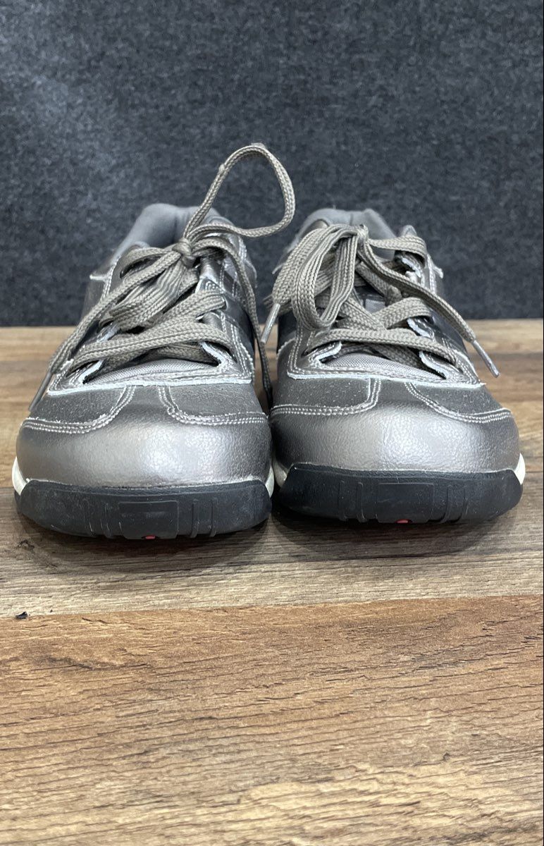 Therafit Pewter Metallic Leather Walking Sneakers Women's Size 8.5