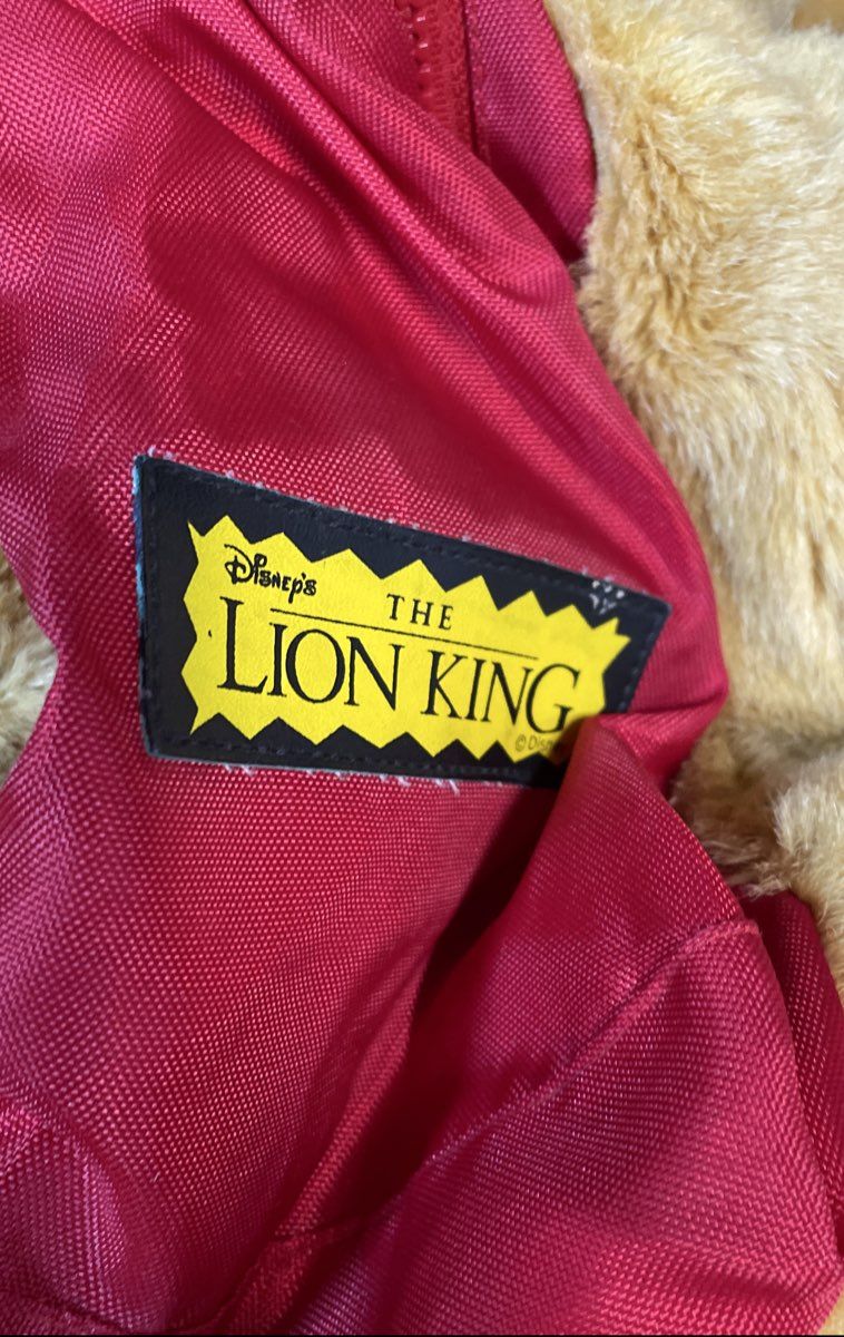 Vintage 90s Disney The Lion King Simba Plush Character Backpack Gold