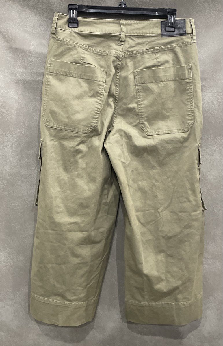 DKNY Jeans Women's Olive Green Wide Leg Cropped Cargo Utility Pants Sz 8/29