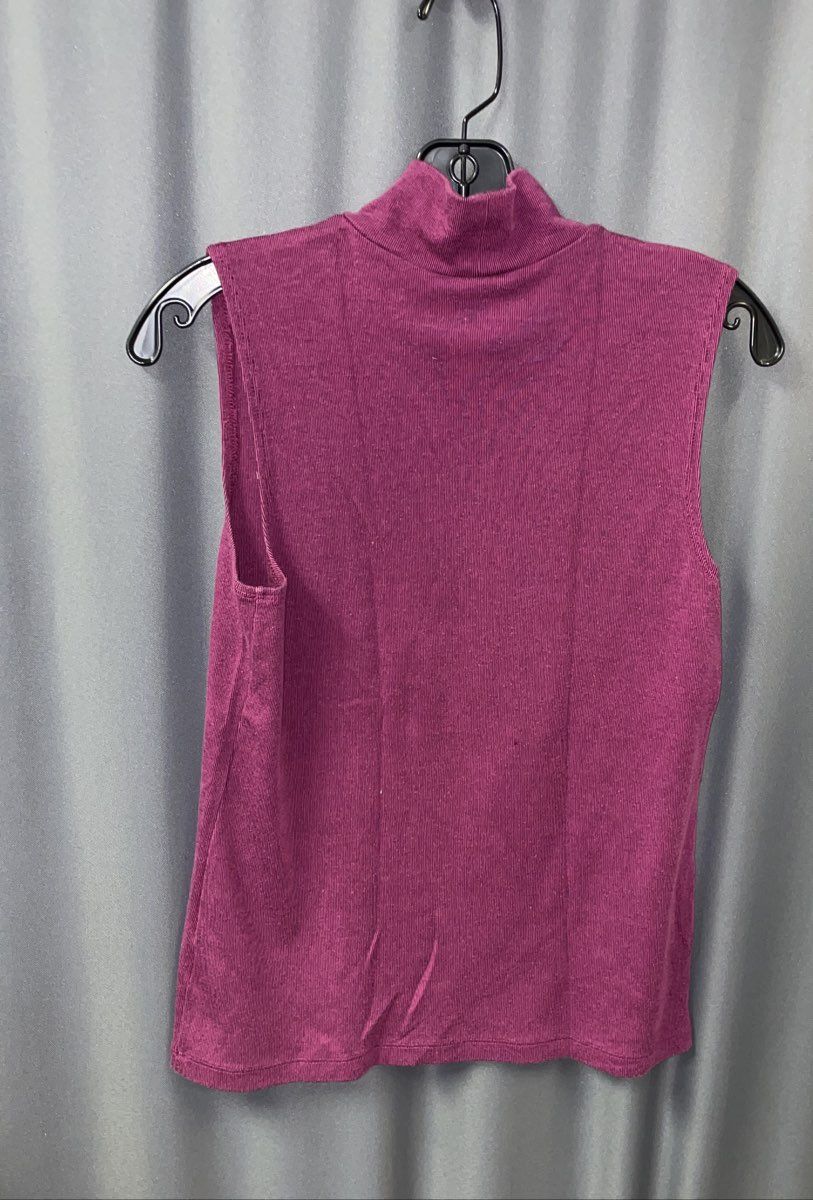 Croft & Barrow Women's Purple Mock Neck Tank Top Ribbed Cotton Blend Sz M