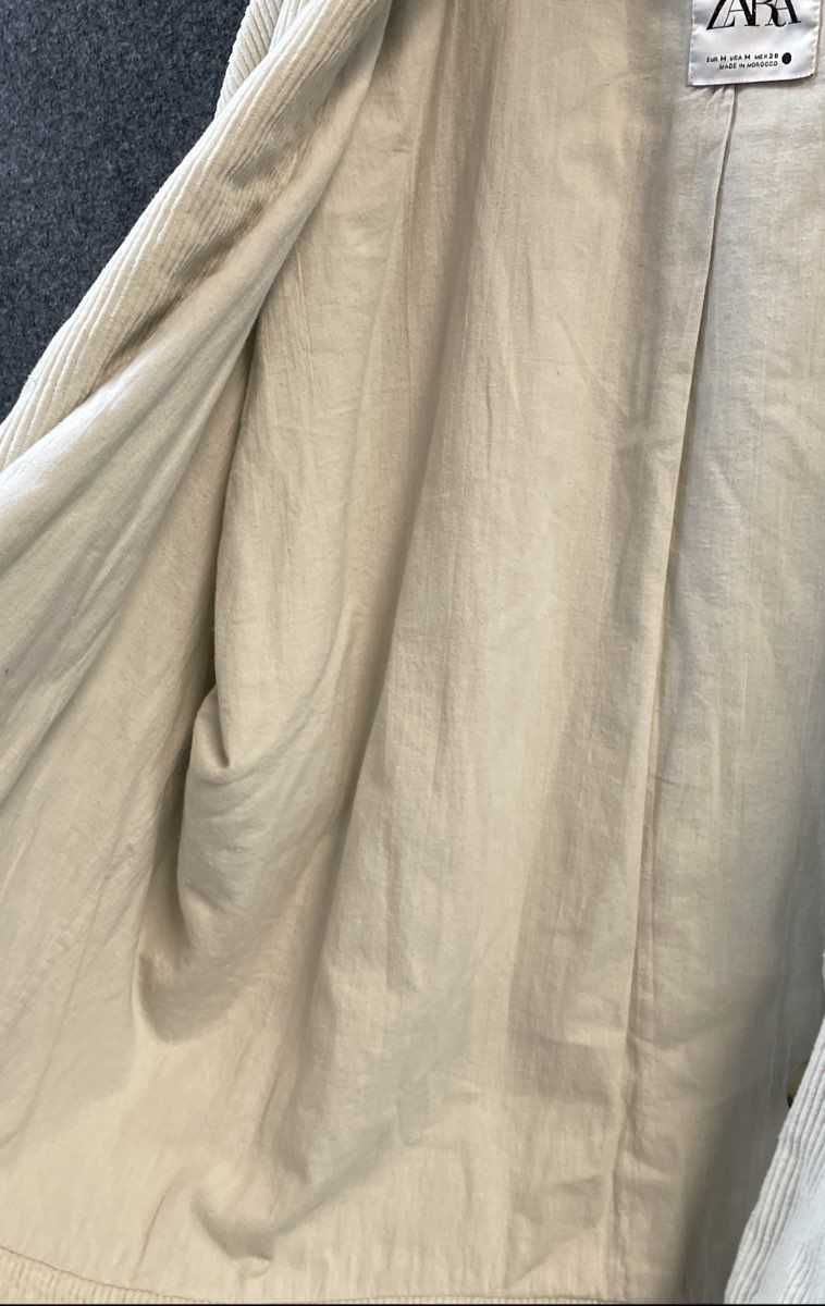 Zara Women's Cream Corduroy Boxy Oversized Single Button Blazer Jacket Sz M