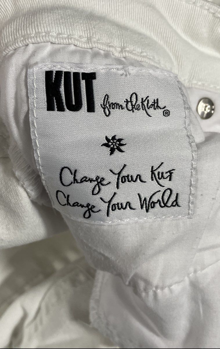 KUT from the Kloth Women's White Flap Pocket Stretch Cropped Jeans Size 16