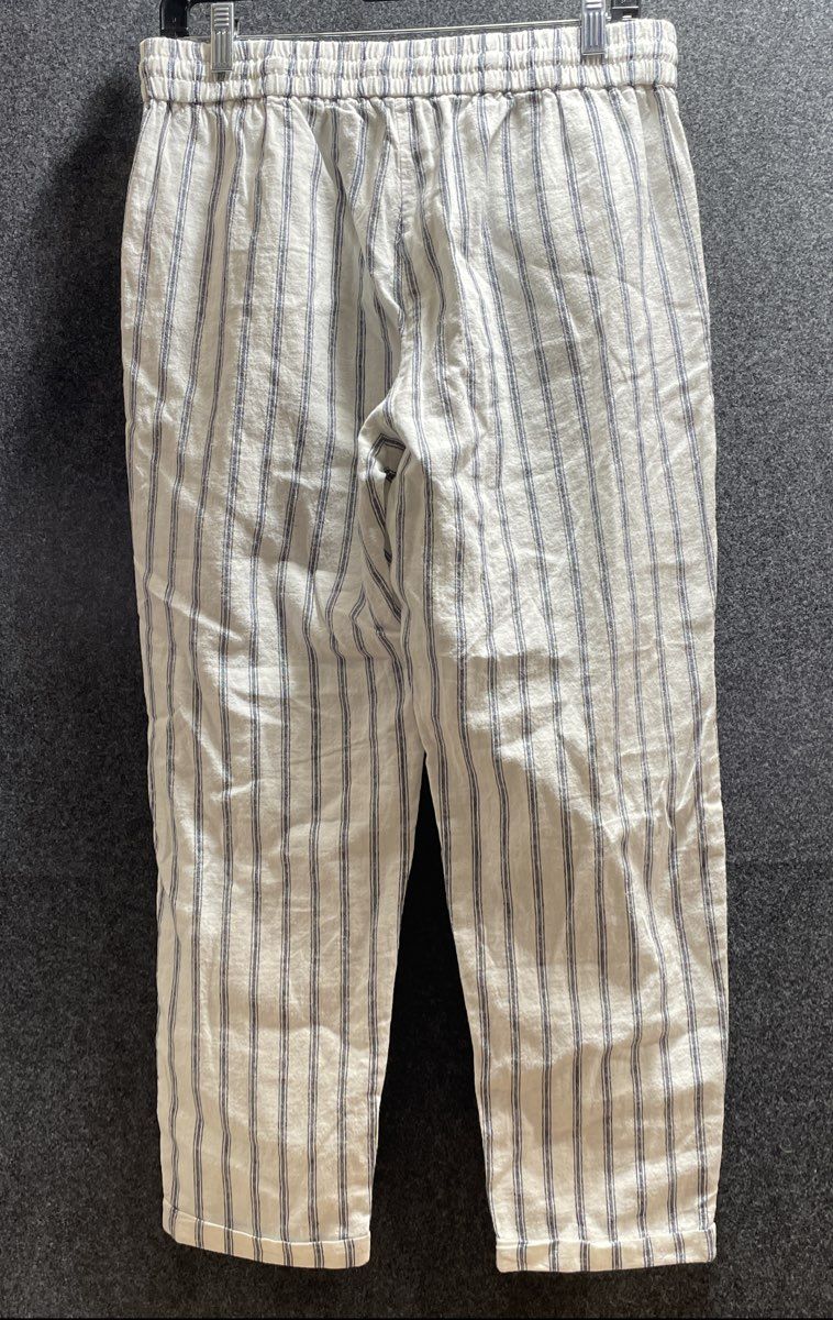 J.Crew Women's Blue White Striped Linen Cotton Re-Imagined Pants Sz 8 NWT