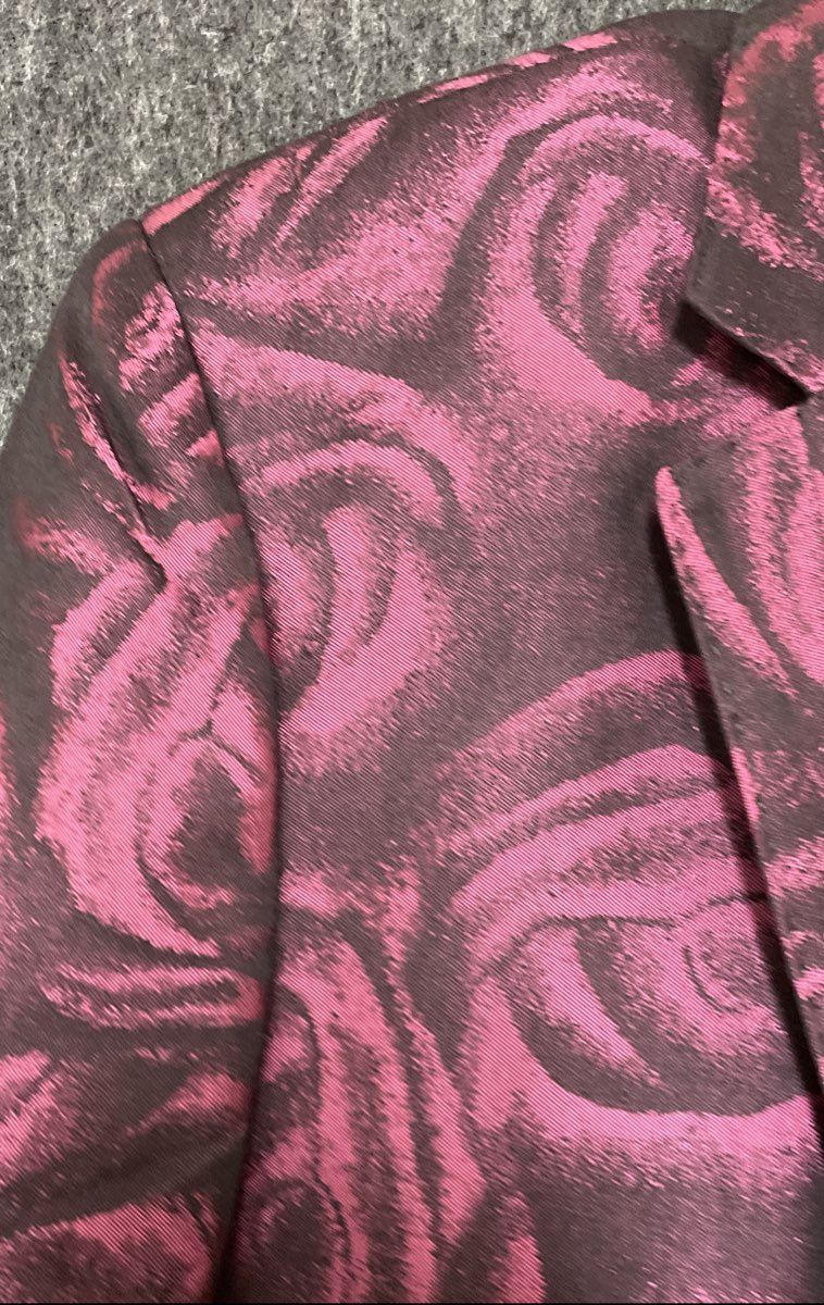 Lanifigio di Egod Men's 3-Piece Suit Maroon Rose Floral Jacquard 48 38