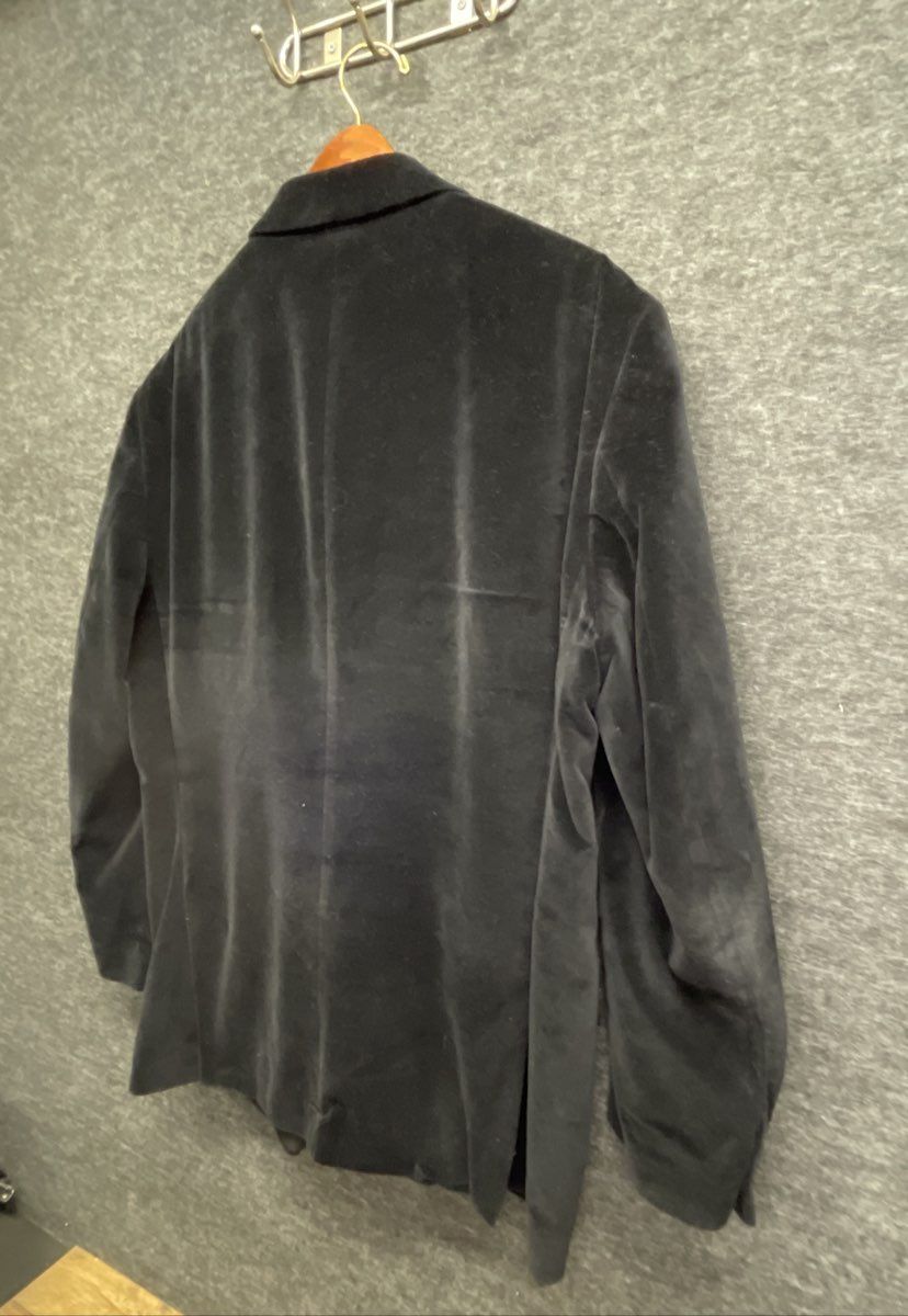 Villini Men's Black Cotton Velvet Blazer Notch Lapel Paisley Lining Sz 46L