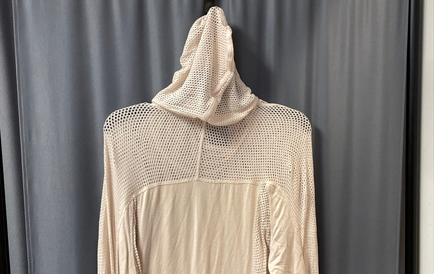 FP Movement Women's Cream Hooded Mesh Panel Tunic Dress Thumbholes Sz S