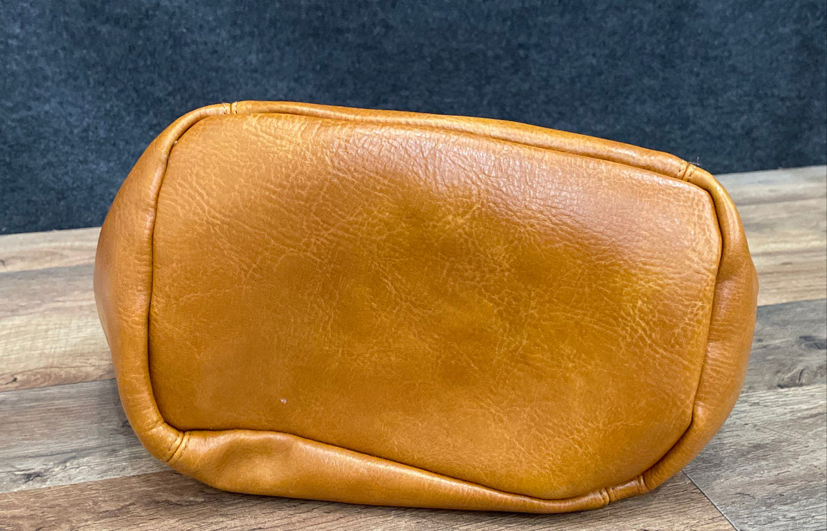 Antik Kraft Brown Leather Slouchy Tote Shoulder Bag Gold Hardware