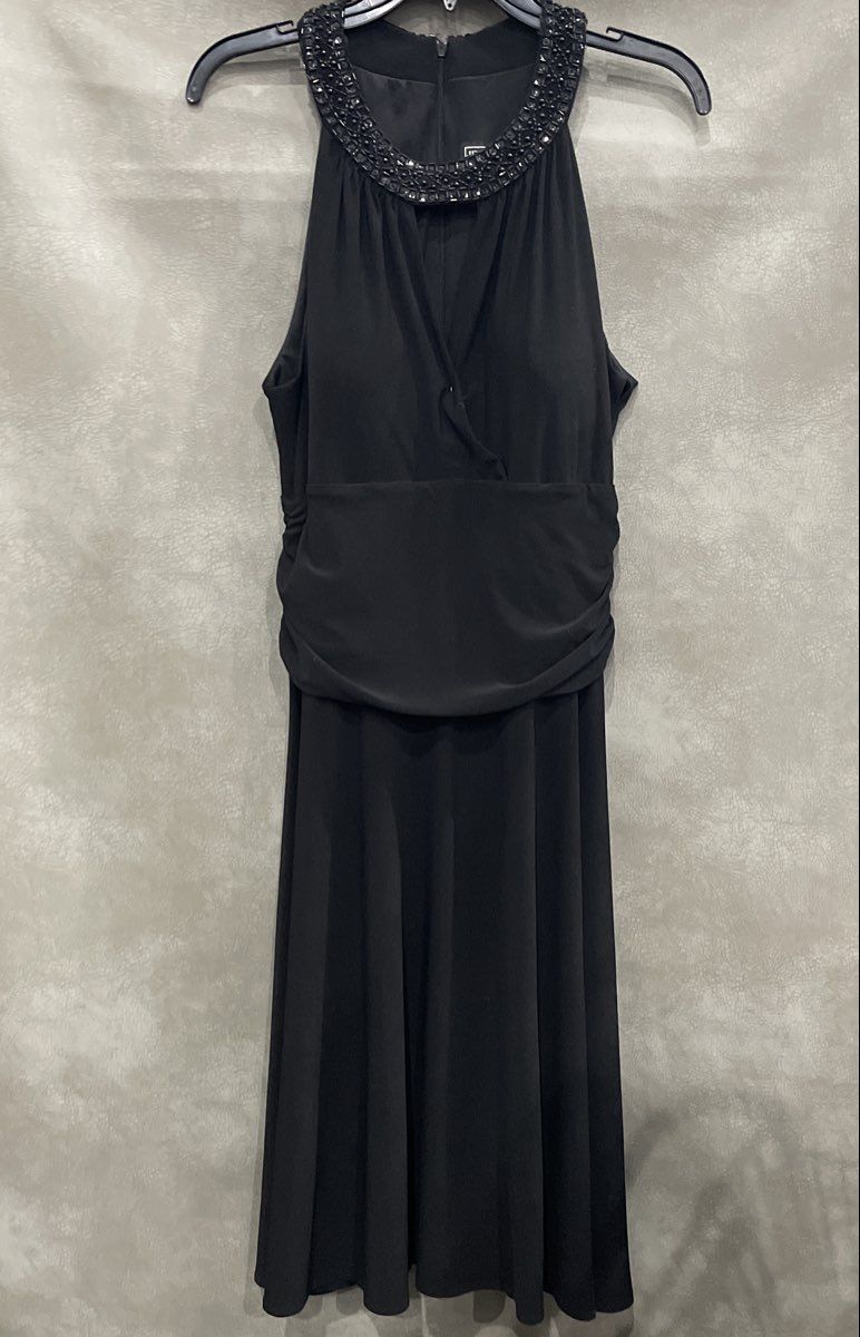 Vintage Y2K Jessica Howard Women's Black Beaded Neckline Evening Dress Size 14