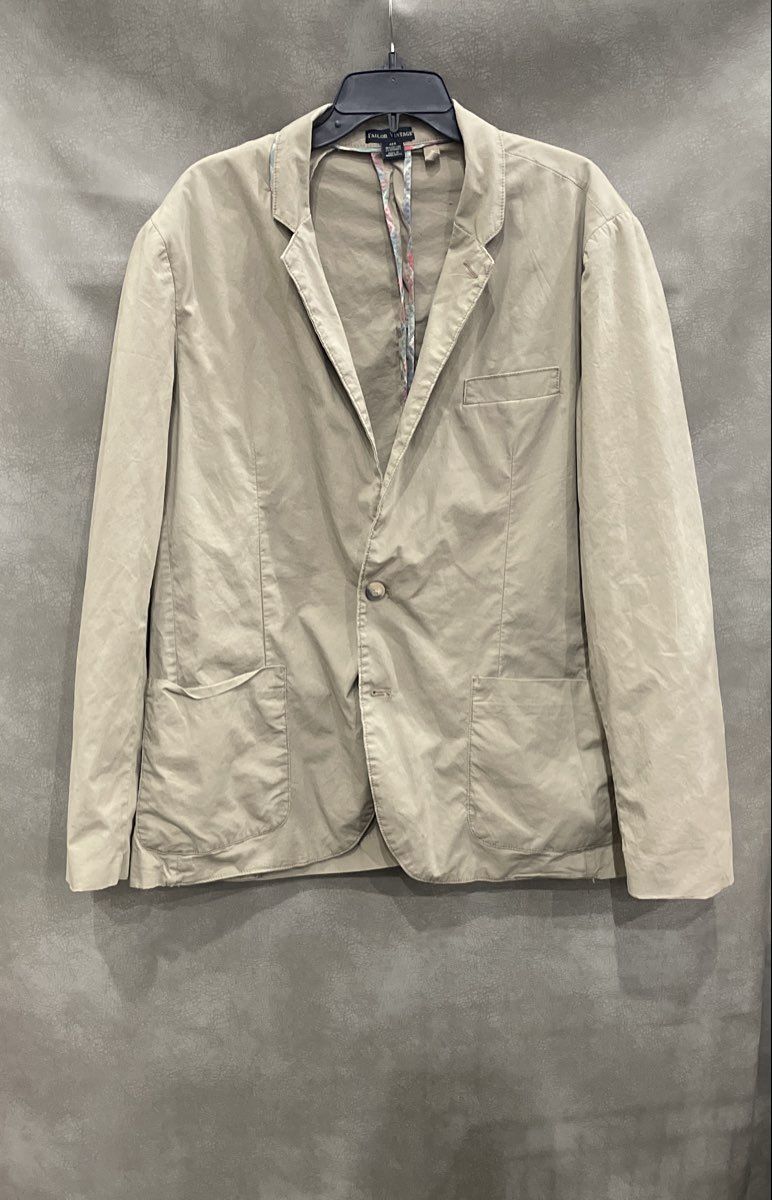 Tailor Vintage Men's Khaki Grey Cotton Stretch Blazer Sport Coat Sz 48R