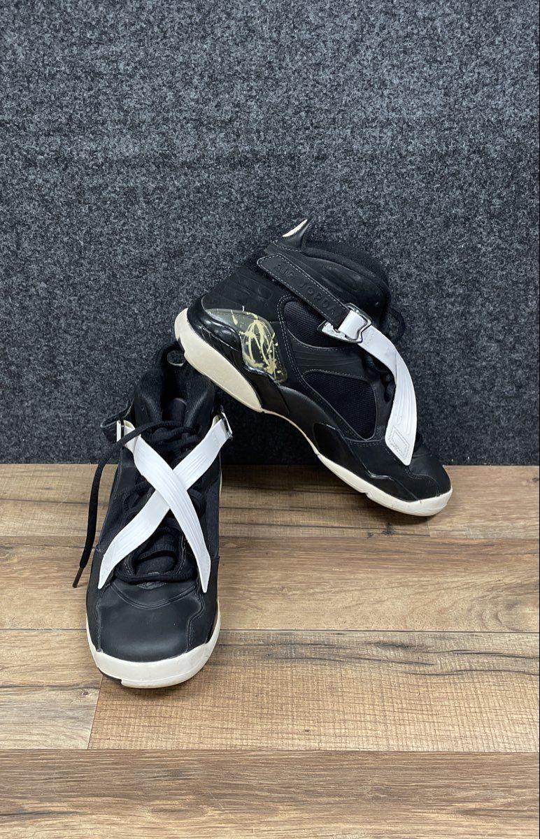 Nike Air Jordan 8.0 Black White Metallic Gold Youth Sneakers Size 6Y