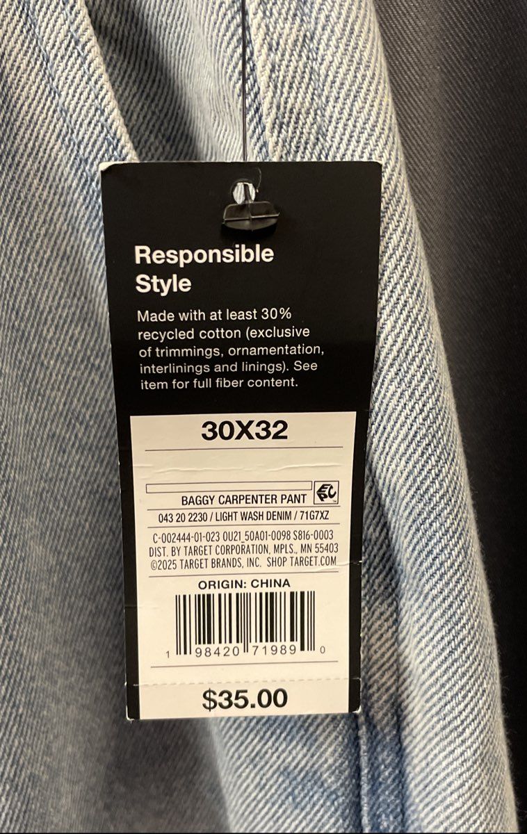 Original Use Men's Baggy Carpenter Pant Light Wash Blue Denim NWT Sz 30x32