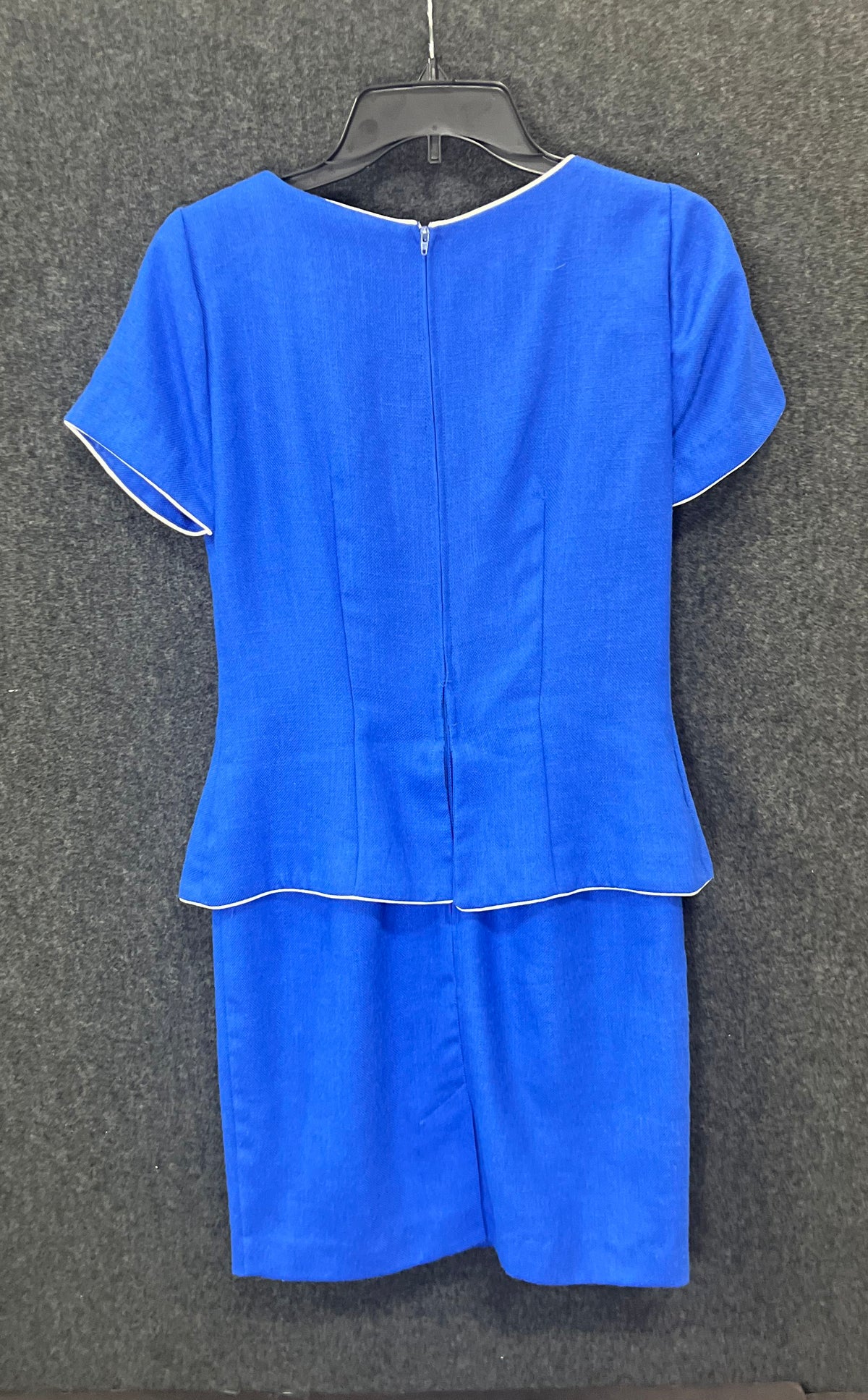 Misty Lane Women's Skirt Suit Vintage 90s Blue Short Sleeve White Piping Sz 4