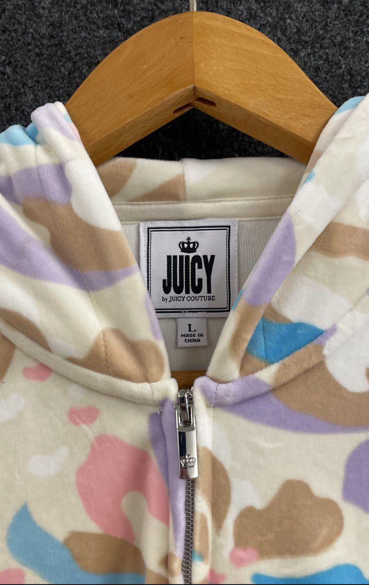 Juicy by Juicy Couture Women's Firework Floral Pebble Velour Hoodie Sz L NWT