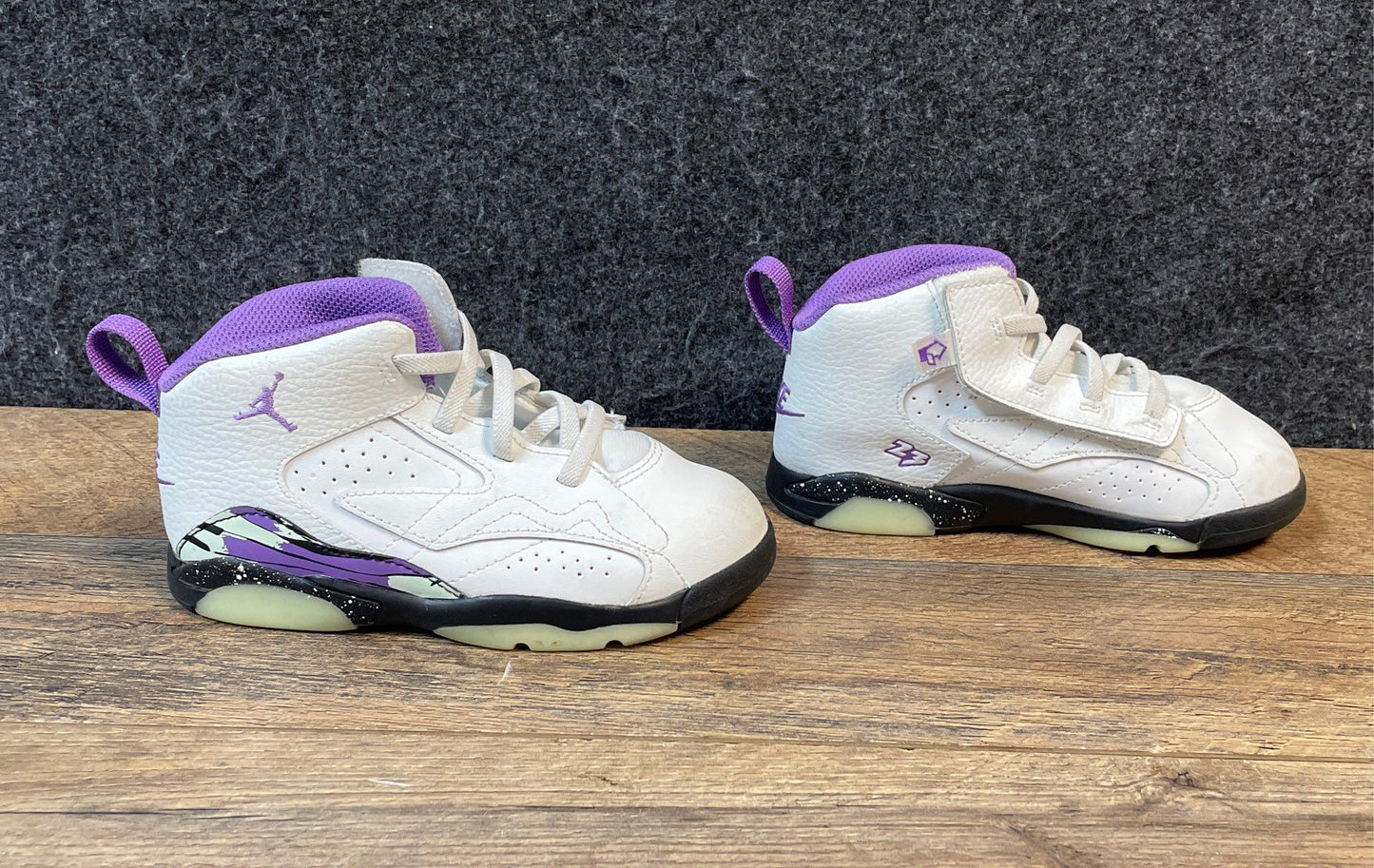 Jordan 6-17-23 White Fierce Purple Toddler Kids Sneakers Size 10C