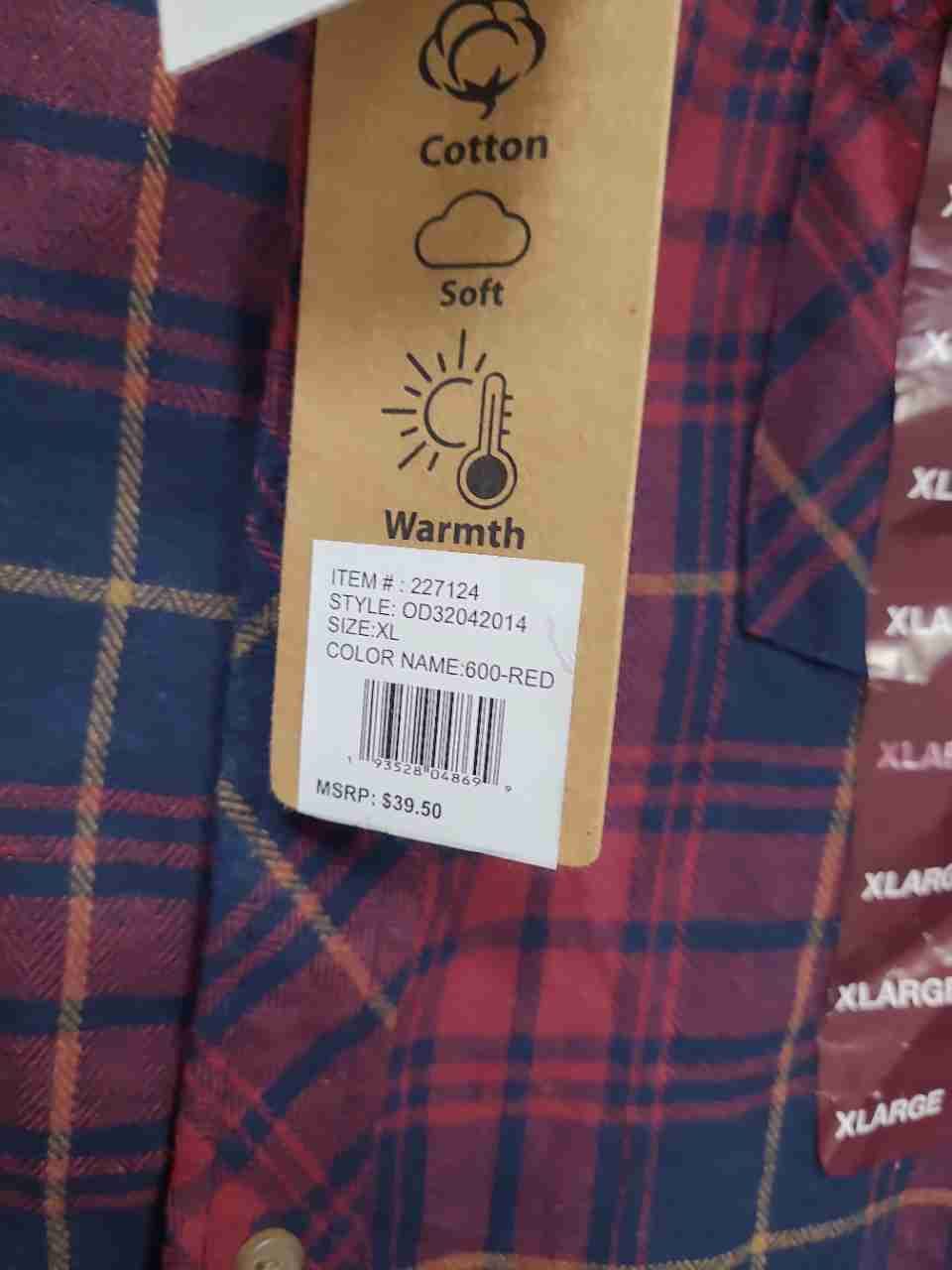 One Day Away Men's Red Plaid Flannel Long Sleeve Button Down Shirt NWT XL