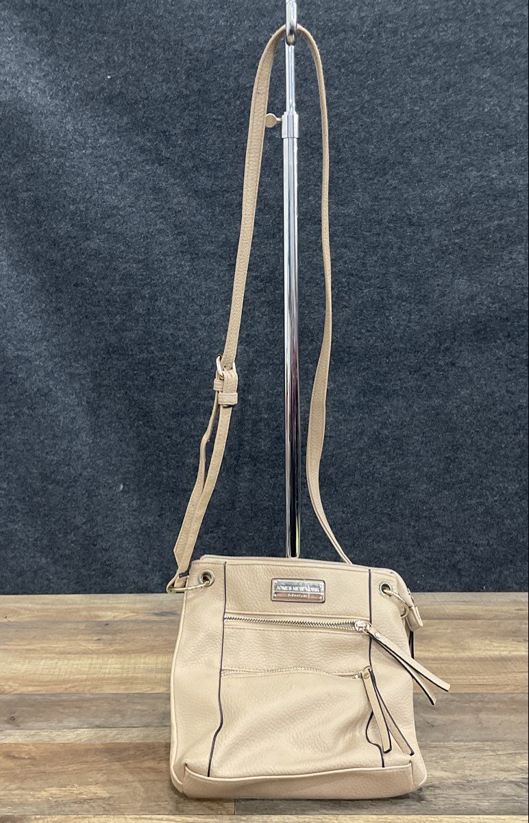 Jones New York Cream Signature Pebbled Crossbody Bag Gold Hardware