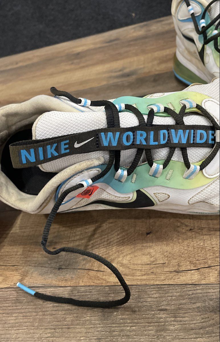 Nike Air Max 270 React Worldwide White Blue Volt Sneakers Men's Size 12