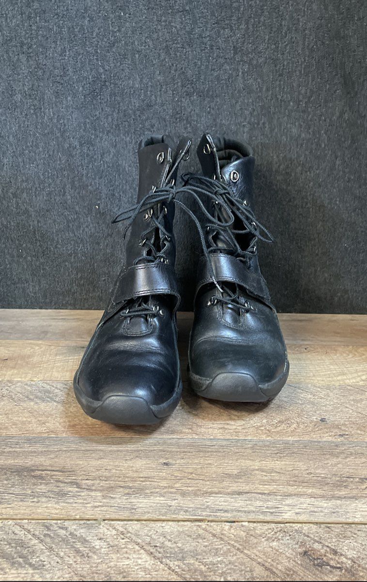 Timberland Black Leather Wedge Ankle Moto Boots Women's Size 11M