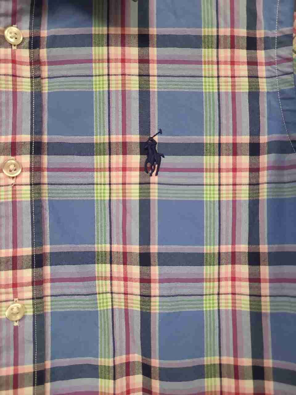 Ralph Lauren Sport Women's Blue Multicolor Plaid Button Down Shirt Cotton Sz 10