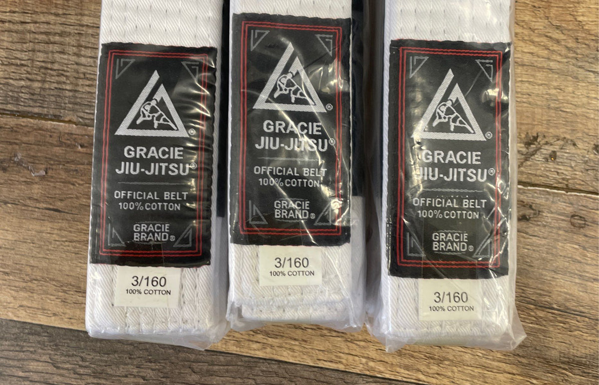 Gracie Jiu-Jitsu Official White Gi Pants & Belts Lot 2 Pairs 3 Belts Sz 3/160