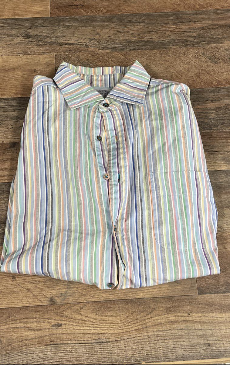 Alexander Julian Men's Striped Italian Cotton Shirt Multicolor XL