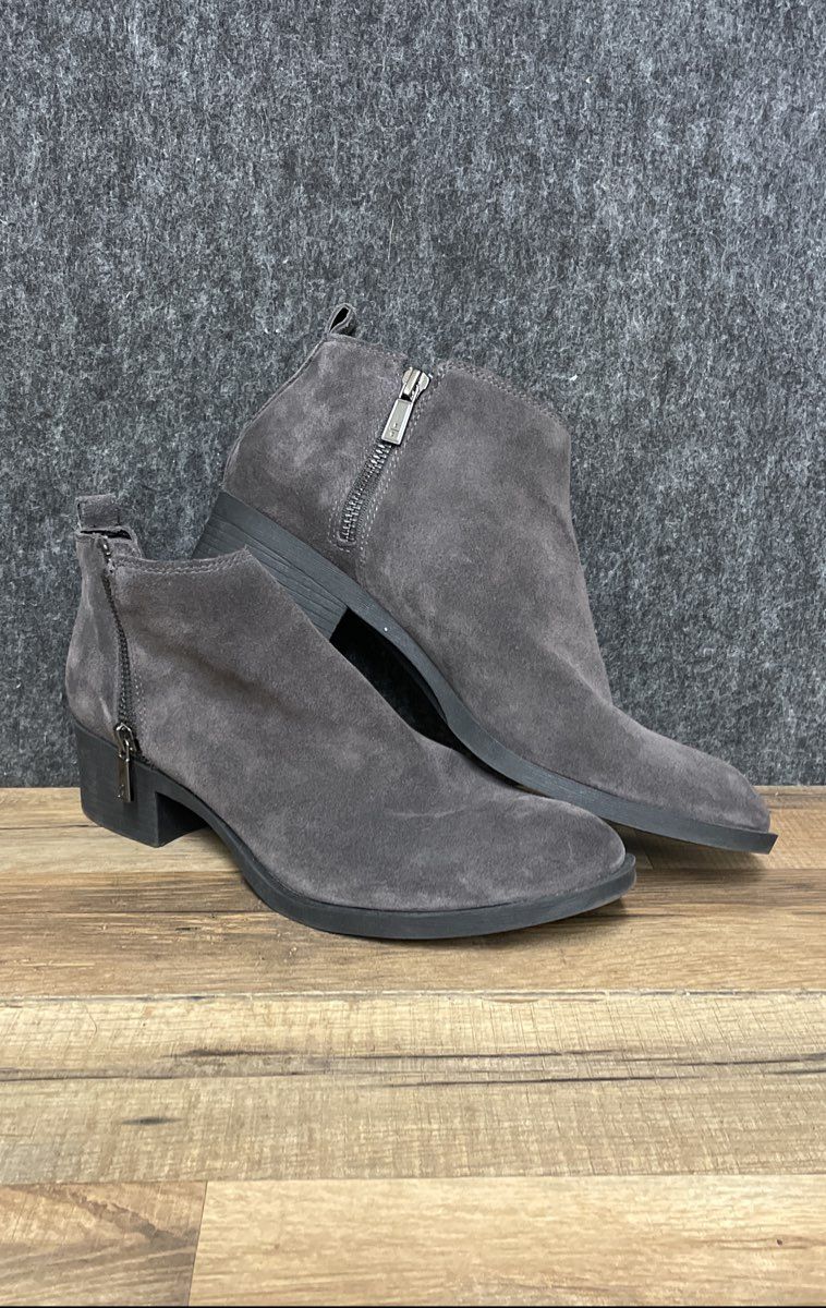 Kenneth Cole Dara Grey Suede Side Zip Ankle Boots Women's Size 8.5