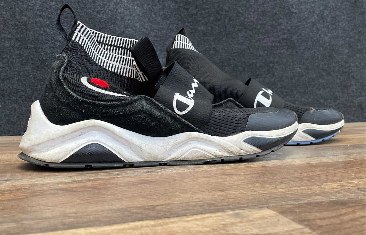 Champion Rally Pro Black White Red Mid Top Sock Sneakers Men's Size 8.5