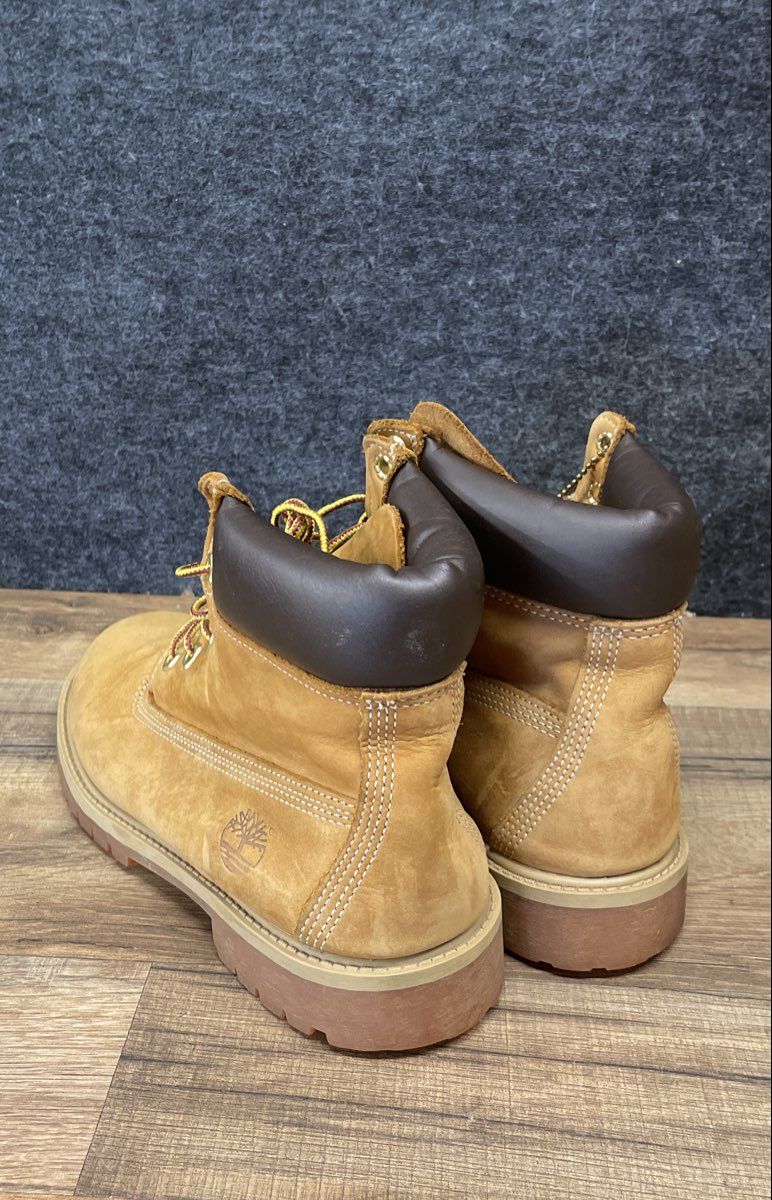 Timberland 6 Inch Premium Waterproof Wheat Nubuck Leather Boots Size 5 M