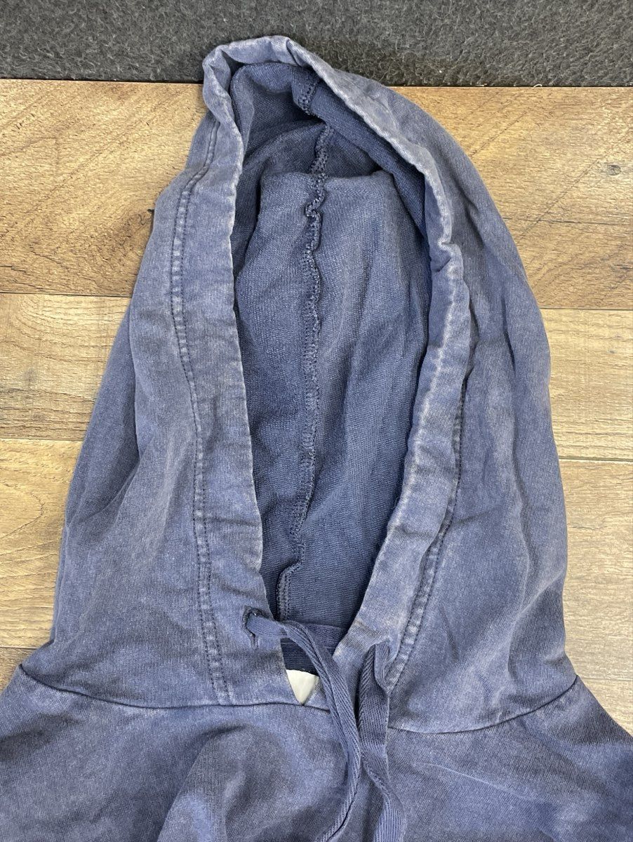 Aerie Women's Faded Blue Acid Wash Hoodie Dropped Shoulder Side Slits Sz M