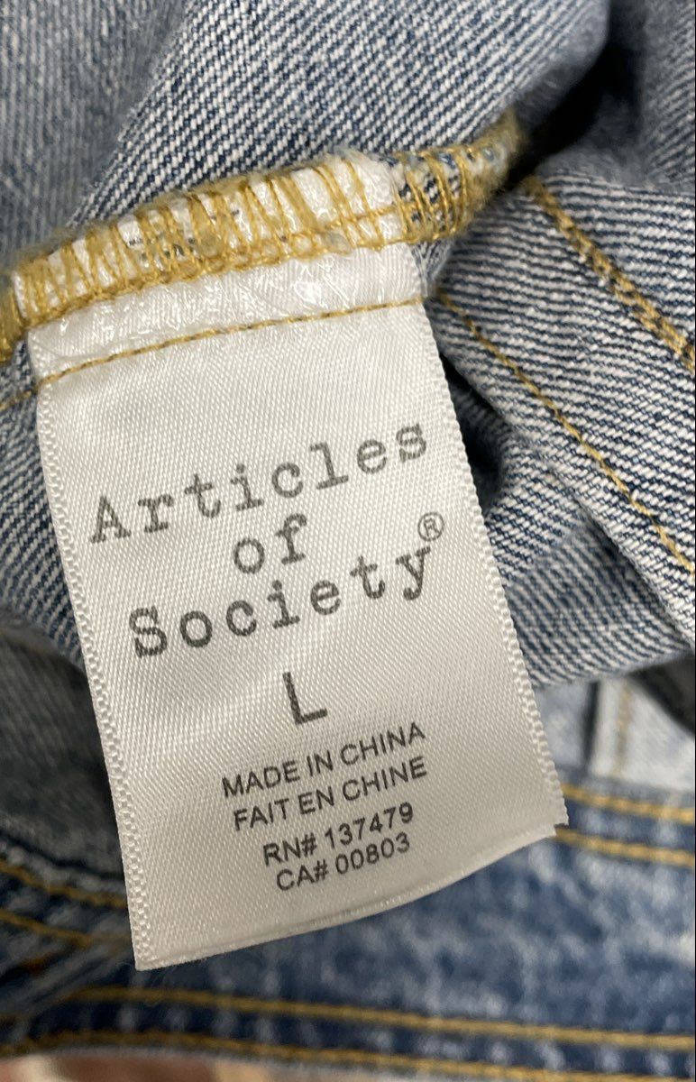 Articles of Society Women's Light Wash Sherpa Lined Denim Trucker Jacket Size L