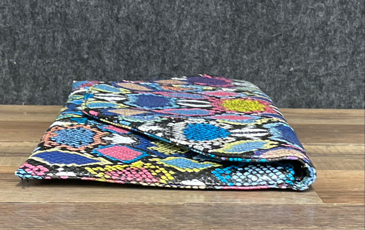 Bella Collection by Qara Rainbow Faux Snakeskin Envelope Clutch Crossbody Bag