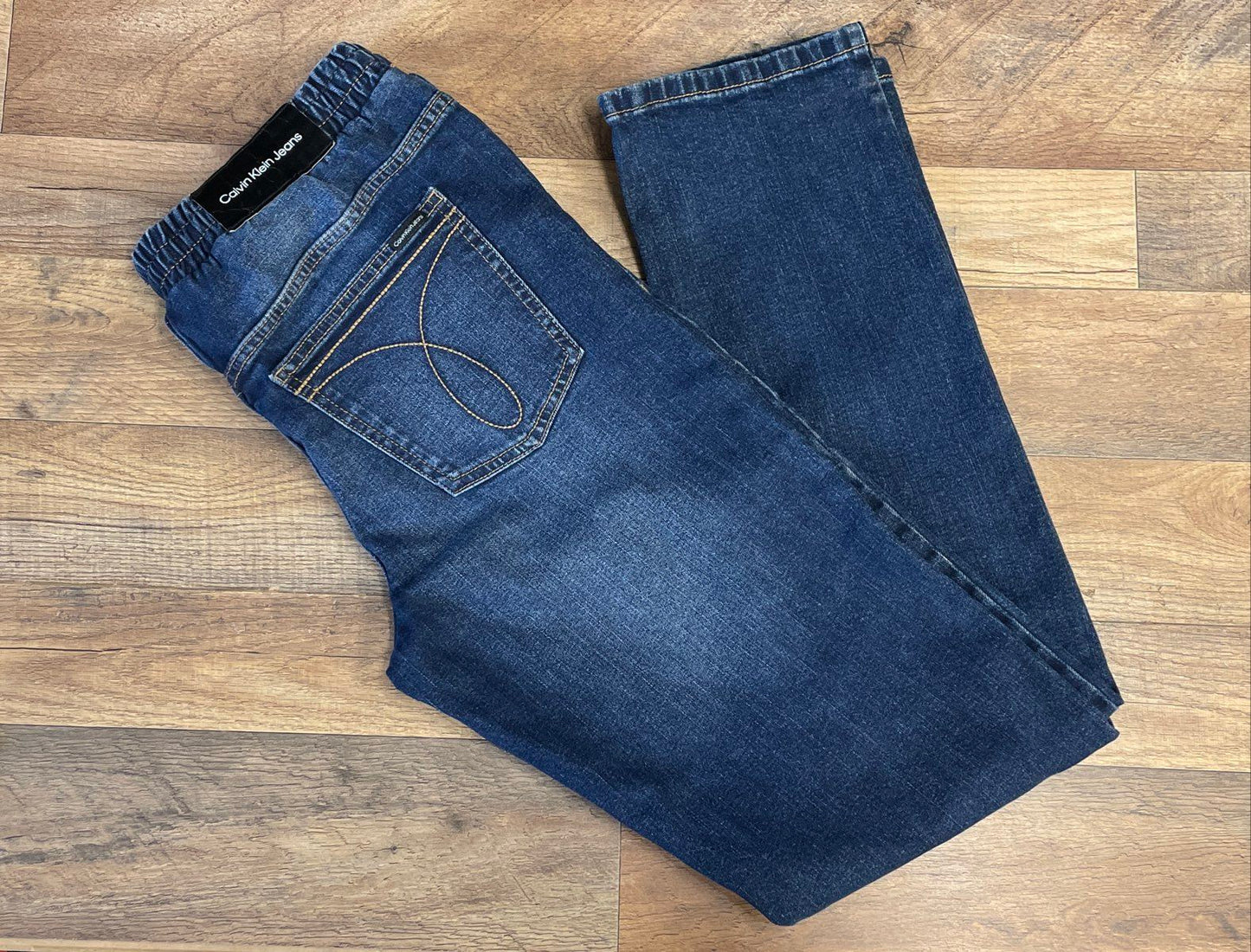 Calvin Klein Jeans Boys' Slim Straight Blue Elastic Drawstring Jeans Sz 20