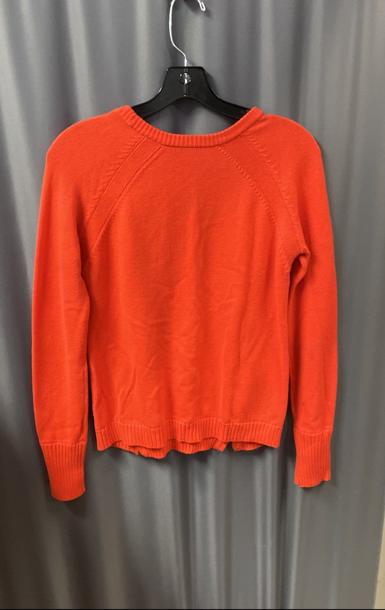 Athleta Women's Orange Textured Knit Side Zip Crewneck Pullover Sweater Sz XXS