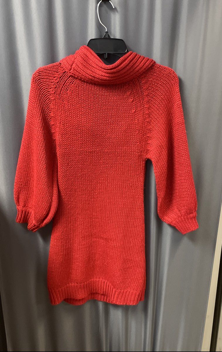 Arden B. Women's Red Cowl Neck Cable Knit Lurex Sparkle Sweater Dress Sz S