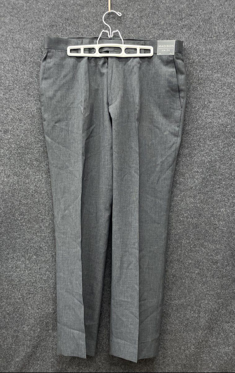 89th & Madison Men's Charcoal Heather Gray Slim Fit Dress Pants Sz 36x30 NWT