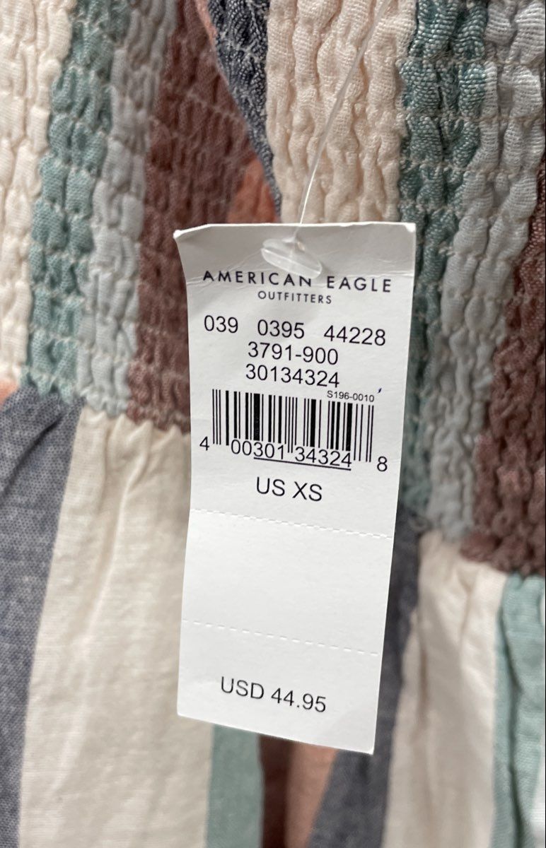 American Eagle Women's Multicolor Striped Halter Mini Dress Smocked Sz XS NWT