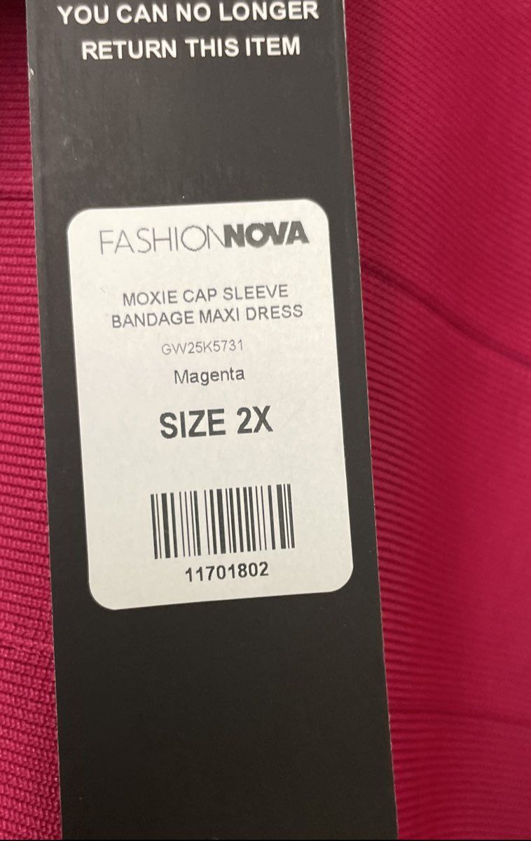 Fashion Nova Women's Moxie Cap Sleeve Bandage Maxi Dress Magenta NWT Sz 2X