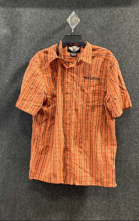 Vintage 2000s Harley-Davidson Men's Orange Polo Shirt Size L