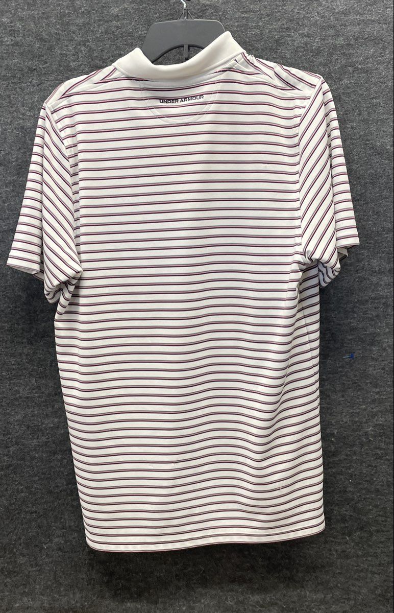 Under Armour Men's Striped Short Sleeve Polo Shirts Lot of 2 Gray White Sz M