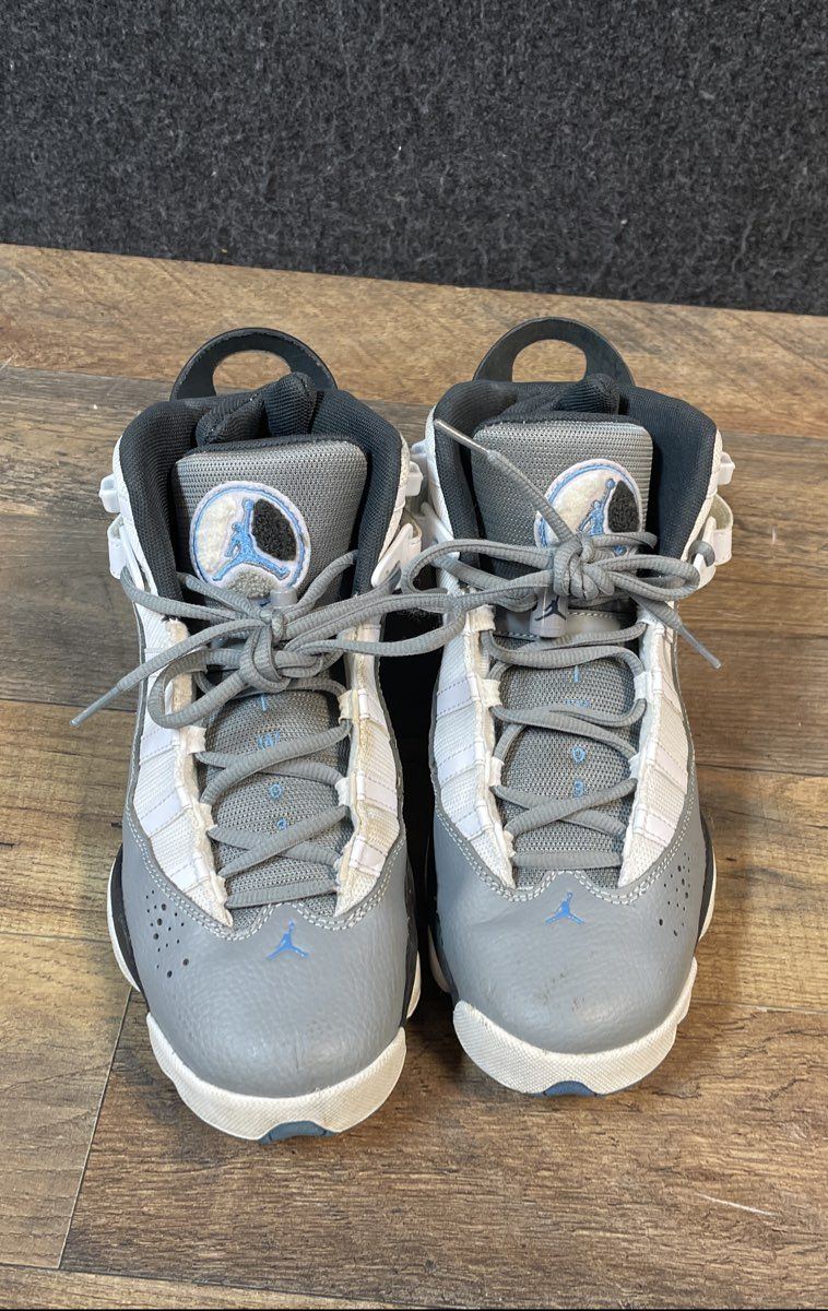 Nike Air Jordan 6 Rings Cool Grey University Blue Basketball Shoes Size 7Y