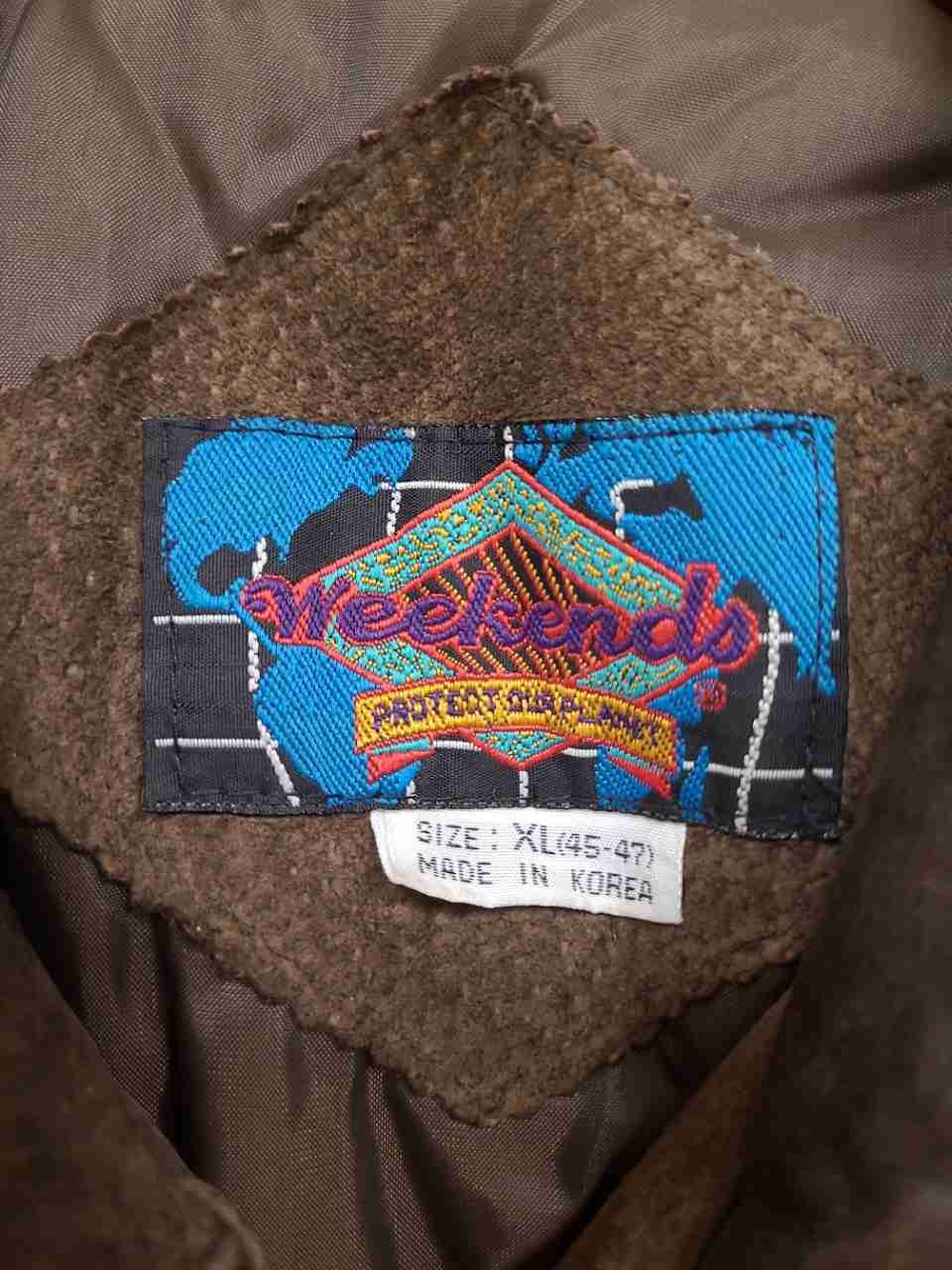 Vintage 90s Weekends Men's Brown Suede Leather Bomber Flight Jacket Sz XL