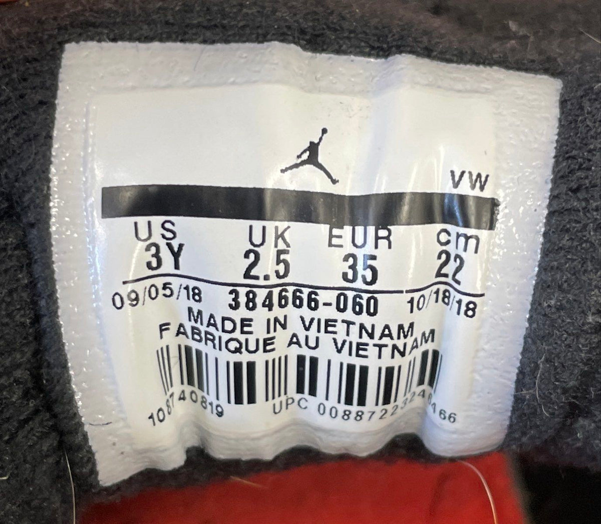 Nike Air Jordan 6 Retro Infrared Black Sneakers Kids Size 3Y
