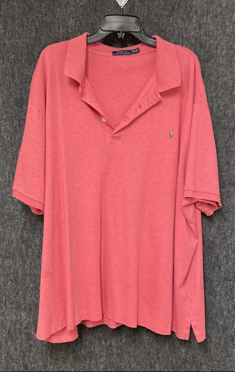 Polo Ralph Lauren Men's Heather Pink Short Sleeve Pony Logo Polo Shirt Sz 4XB
