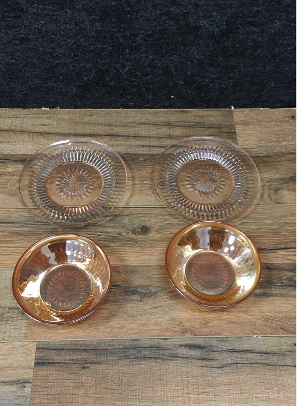 Vintage Carnival Glass Star of David 5 Pc Lot Marigold Plate Bowls Plates