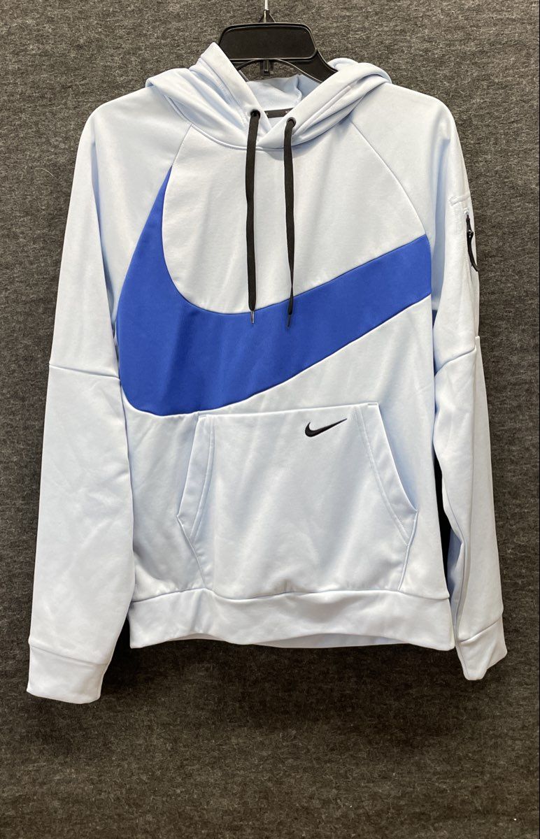 Nike Women's Therma-FIT Glacier Blue Big Swoosh Wrap Pullover Hoodie Size S