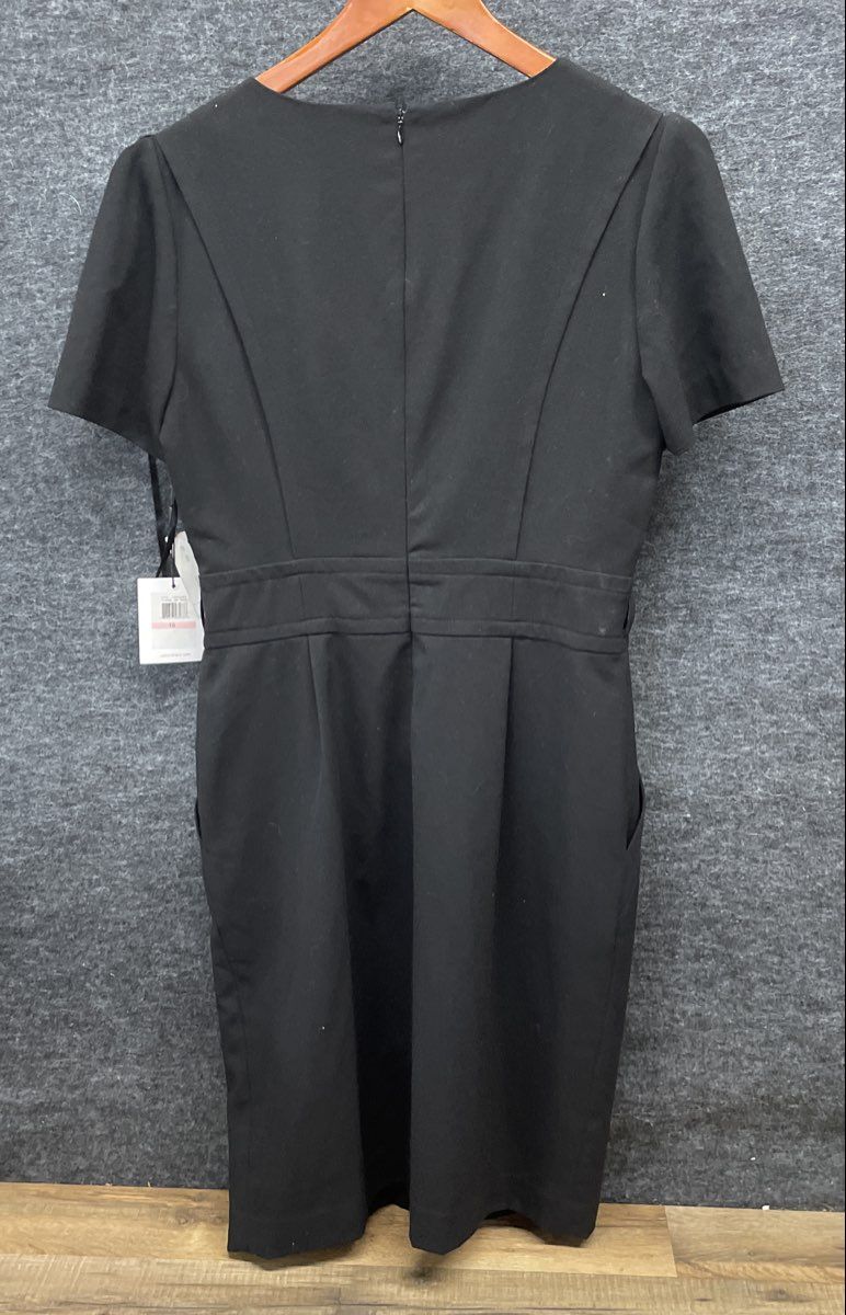 Calvin Klein Women's Black Short Sleeve Banded Waist Sheath Dress NWT Sz 10