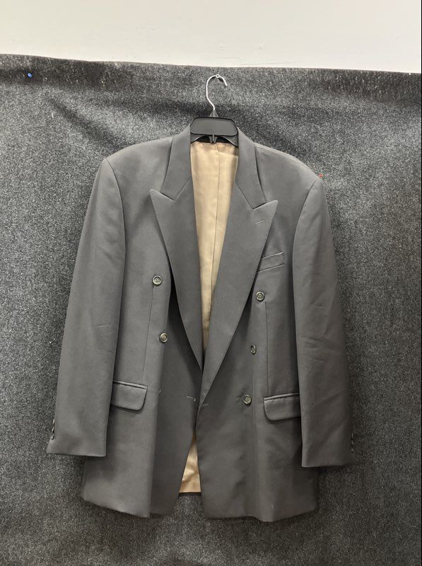 Vintage 90s Modesto Uomo Men's Charcoal Wool Double Breasted Blazer Jacket