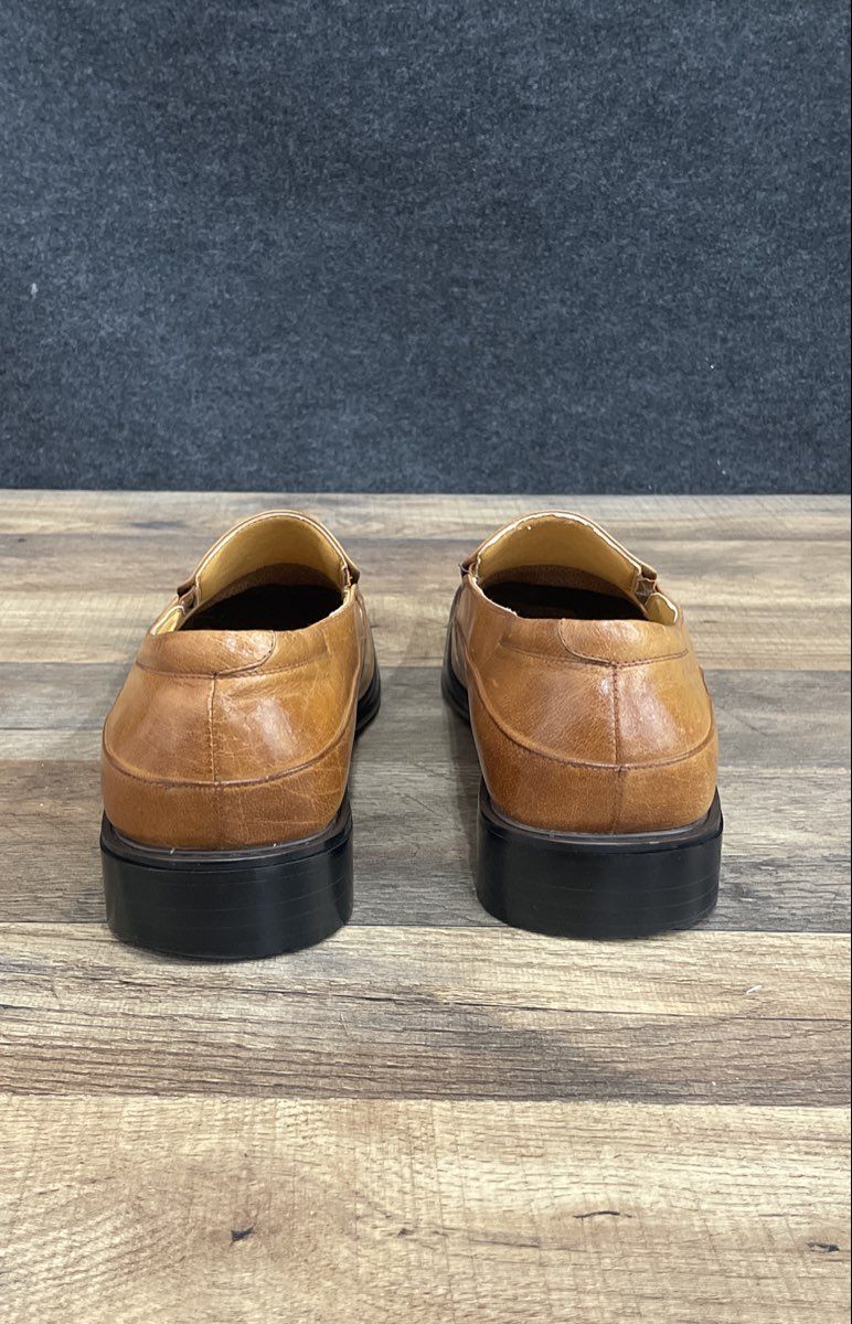 Zota CH2035 Tan Leather Square Toe Slip-On Dress Shoes Loafers Men's Size 10.5