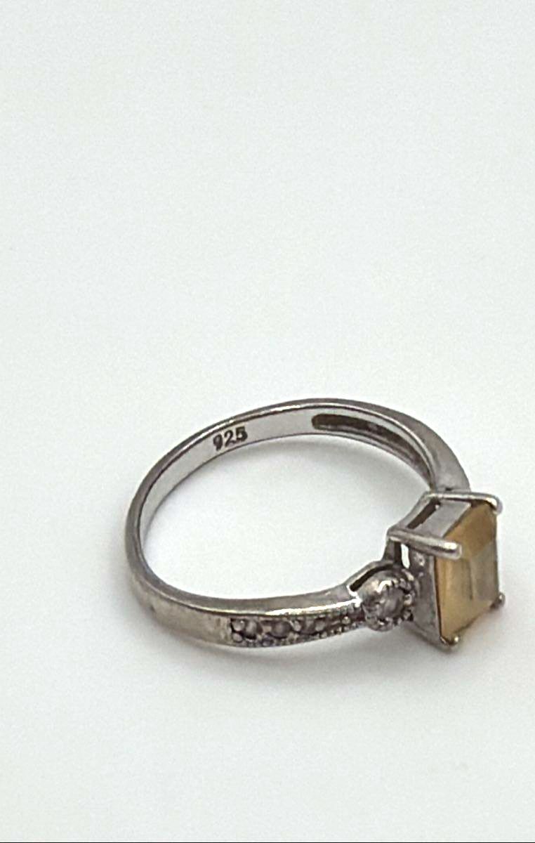 925 Sterling Silver Citrine W/ CZ Accents Ring 3.1g