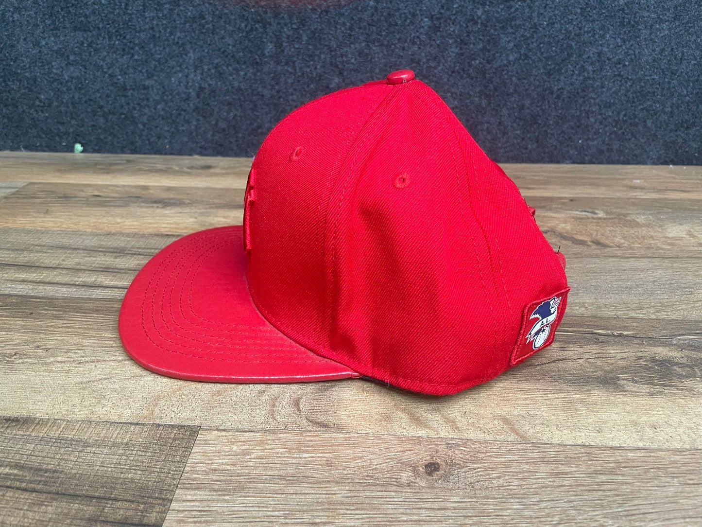 Pro Standard Men's New York Yankees Red Leather Bill MLB Strapback Hat One Size